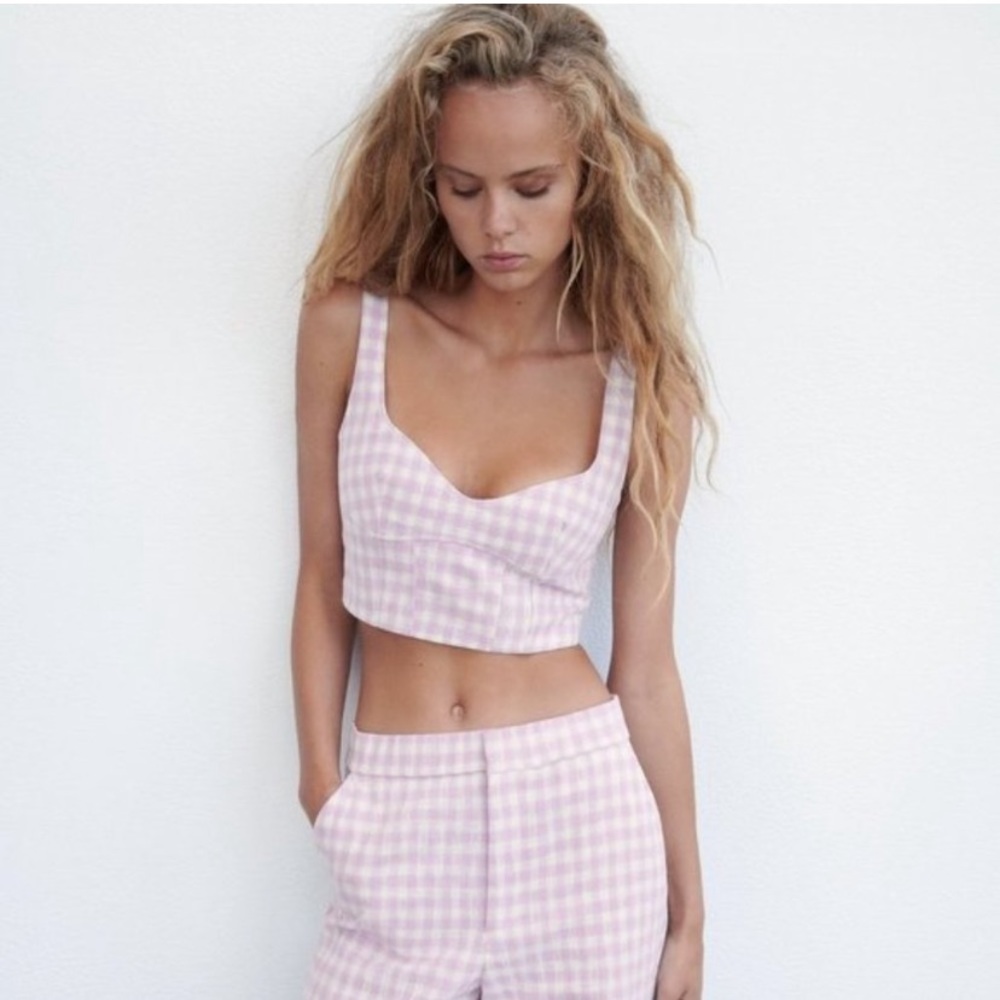 Zara gingham matching set top and shorts